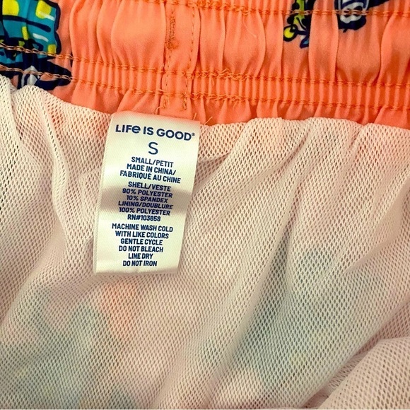 LIFE IS GOOD Mens Coral Jake Pool Party Swimming Trunks Size Small UPF 50+ NWT - Picture 4 of 7